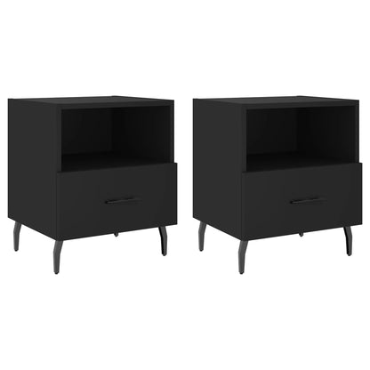 Black Bedside Cabinets Set of 2, Engineered Wood, 40x35x47.5 cm