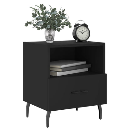 Black Bedside Cabinets Set of 2, Engineered Wood, 40x35x47.5 cm
