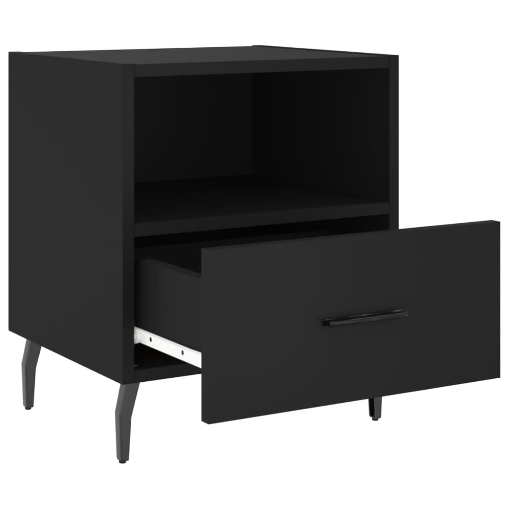 Black Bedside Cabinets Set of 2, Engineered Wood, 40x35x47.5 cm