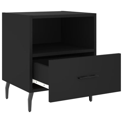 Black Bedside Cabinets Set of 2, Engineered Wood, 40x35x47.5 cm