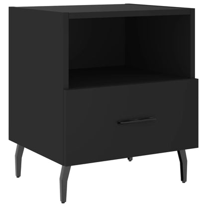 Black Bedside Cabinets Set of 2, Engineered Wood, 40x35x47.5 cm
