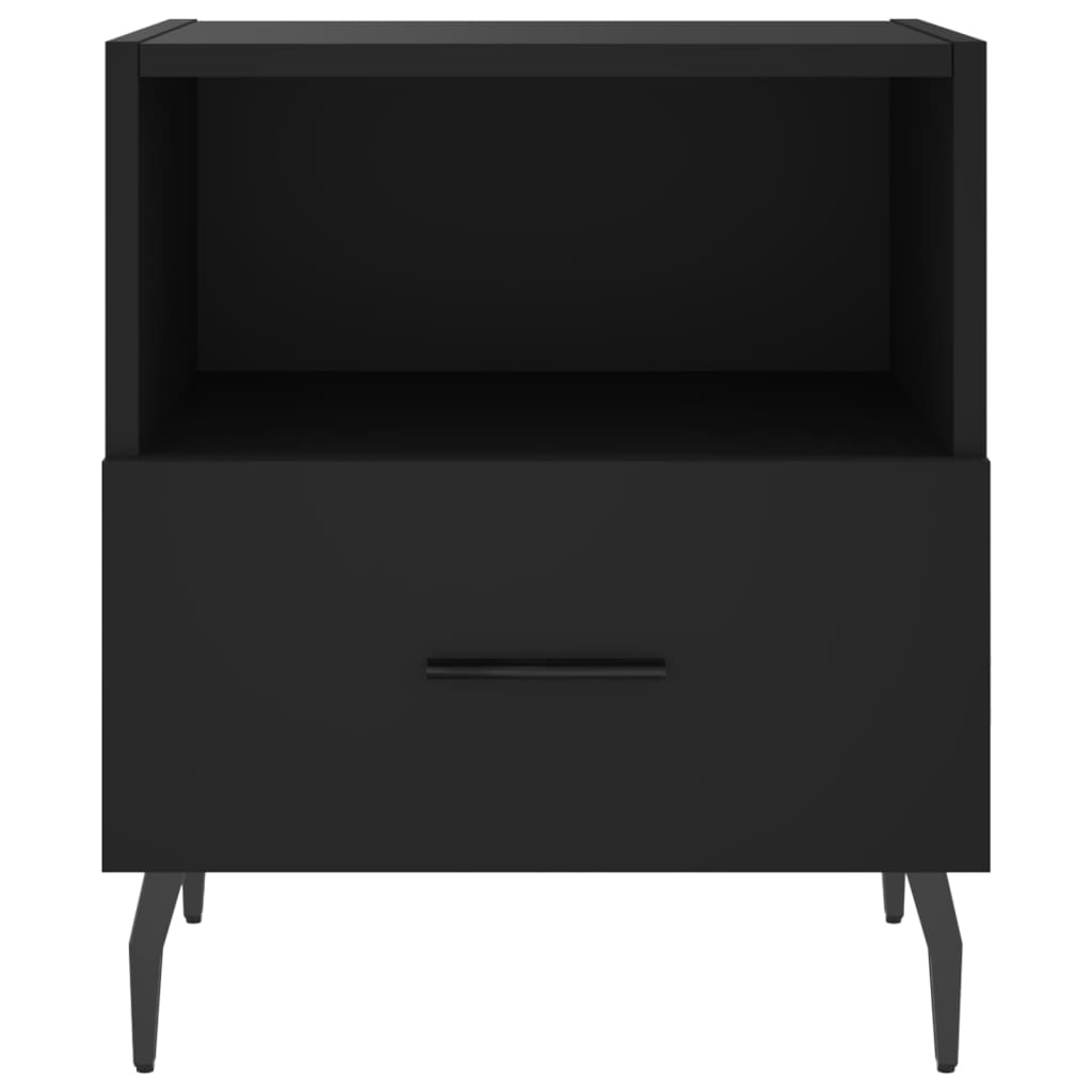 Black Bedside Cabinets Set of 2, Engineered Wood, 40x35x47.5 cm