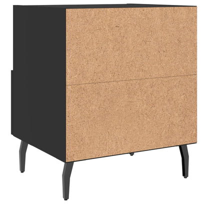 Black Bedside Cabinets Set of 2, Engineered Wood, 40x35x47.5 cm