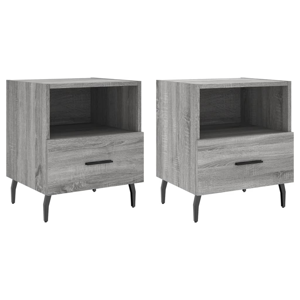 Grey Sonoma Bedside Cabinets Set of 2 - 40x35x47.5 cm Engineered Wood