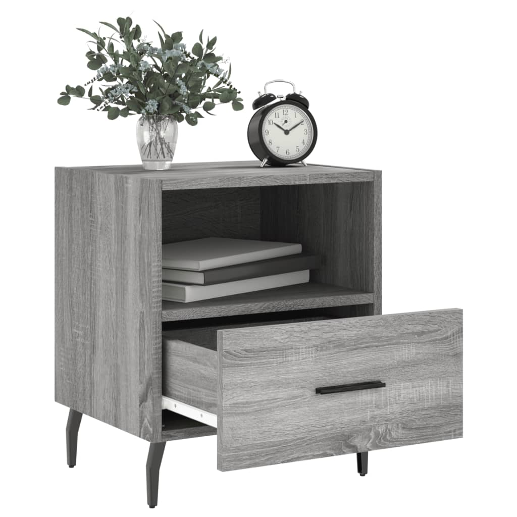 Grey Sonoma Bedside Cabinets Set of 2 - 40x35x47.5 cm Engineered Wood