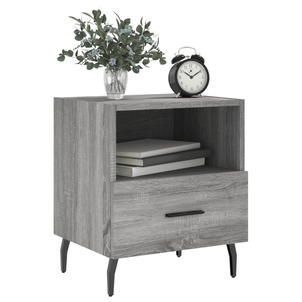 Grey Sonoma Bedside Cabinets Set of 2 - 40x35x47.5 cm Engineered Wood