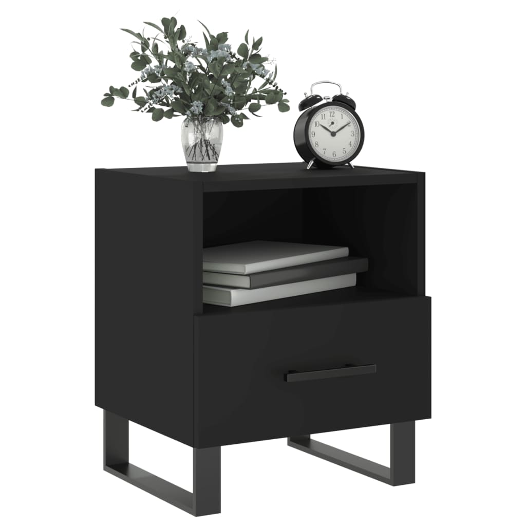 Stylish Black Bedside Cabinets Set 2pcs, Engineered Wood, 40x35x47.5 cm
