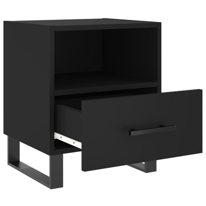 Stylish Black Bedside Cabinets Set 2pcs, Engineered Wood, 40x35x47.5 cm