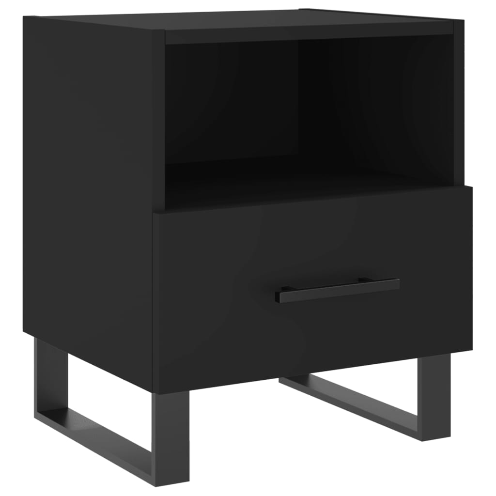 Stylish Black Bedside Cabinets Set 2pcs, Engineered Wood, 40x35x47.5 cm