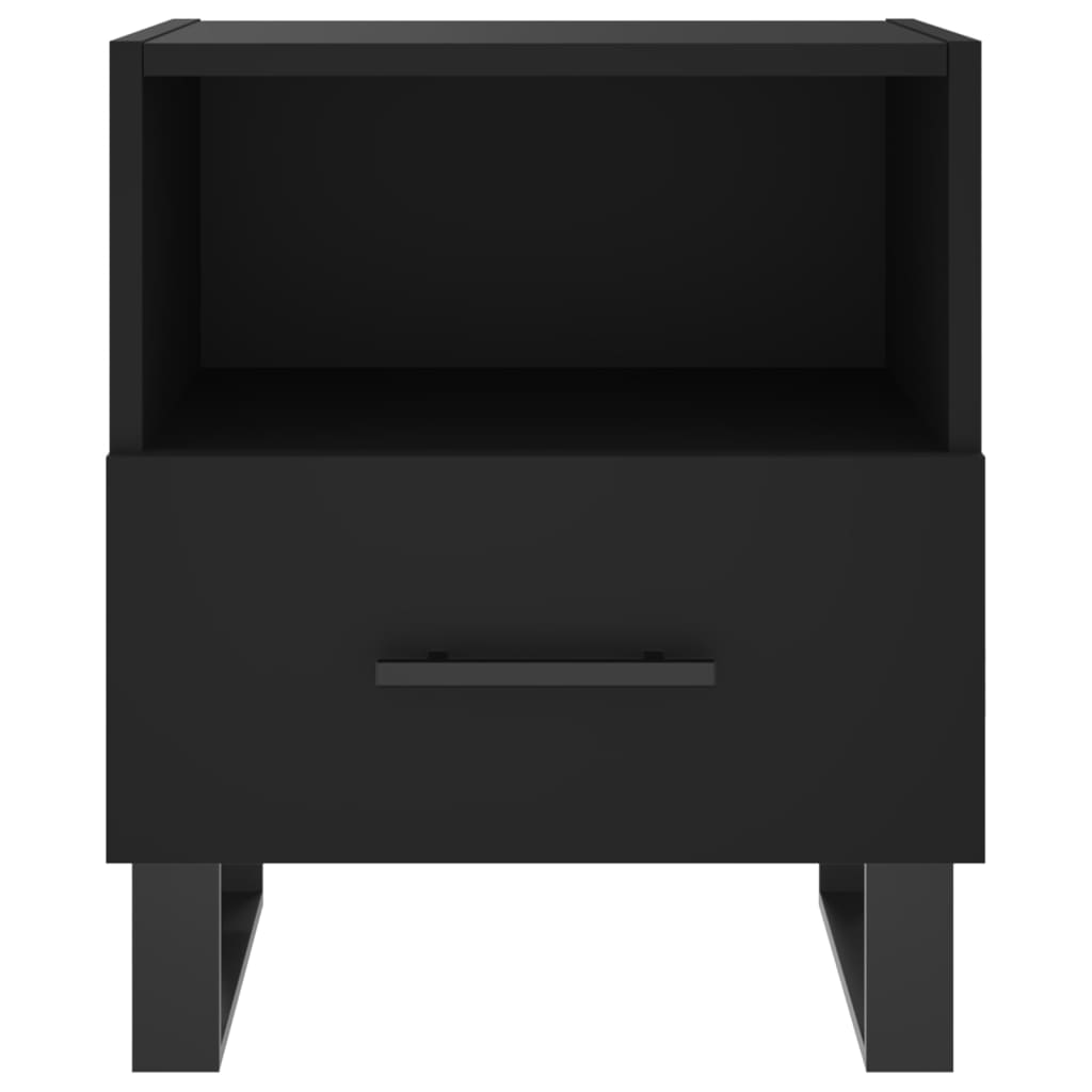 Stylish Black Bedside Cabinets Set 2pcs, Engineered Wood, 40x35x47.5 cm
