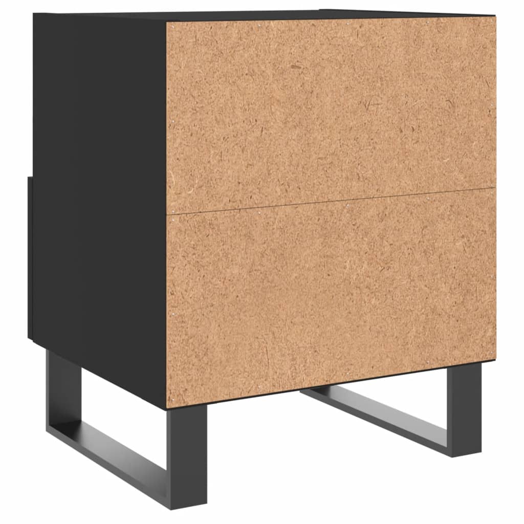 Stylish Black Bedside Cabinets Set 2pcs, Engineered Wood, 40x35x47.5 cm