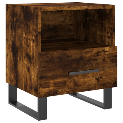 Smoked Oak Bedside Cabinet - 40x35x47.5 cm, Engineered Wood