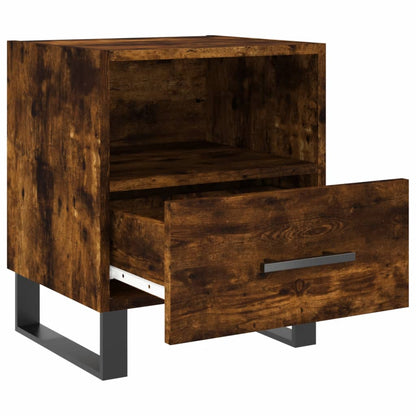 Smoked Oak Bedside Cabinet - 40x35x47.5 cm, Engineered Wood