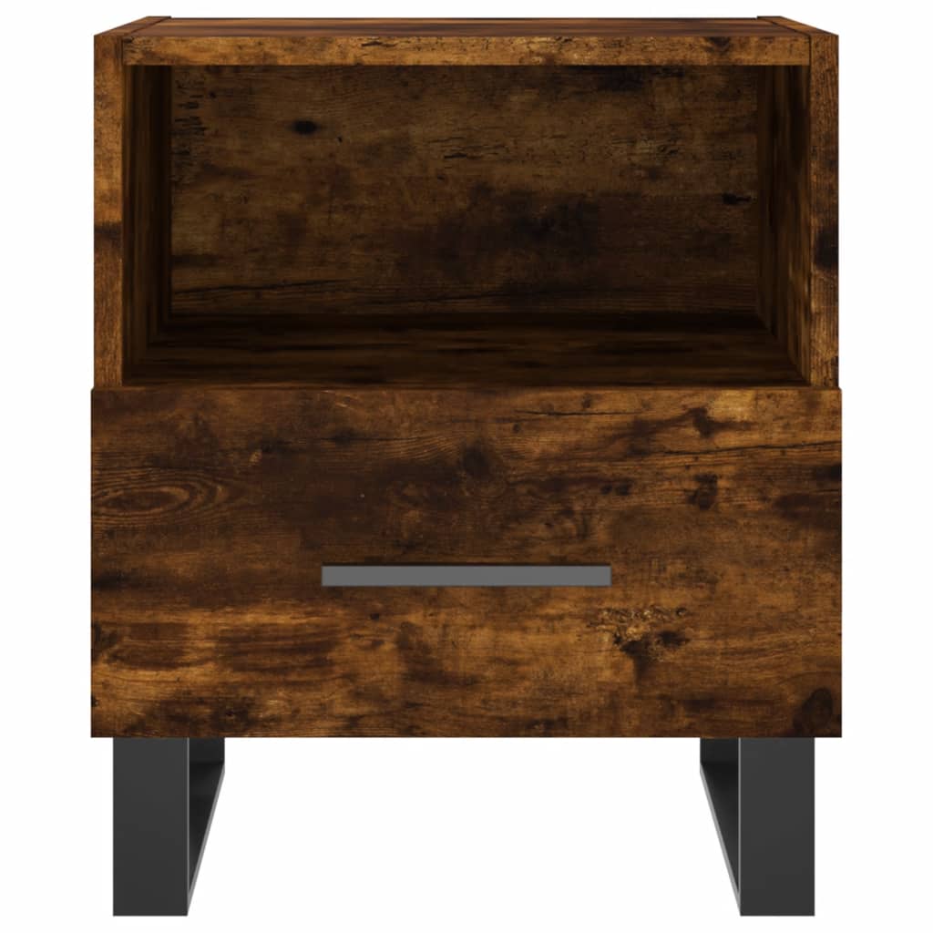 Smoked Oak Bedside Cabinet - 40x35x47.5 cm, Engineered Wood
