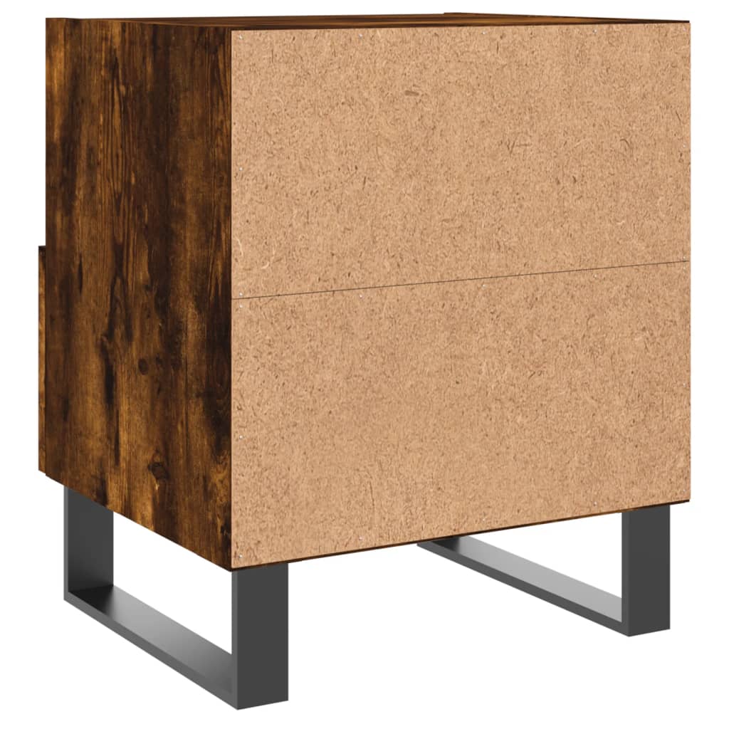 Smoked Oak Bedside Cabinet - 40x35x47.5 cm, Engineered Wood