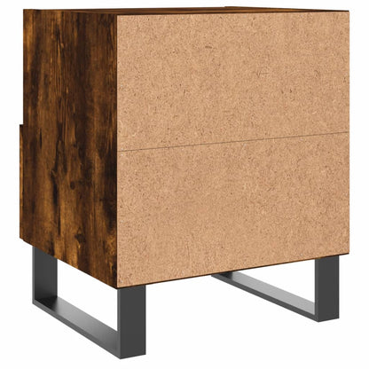 Set of 2 Smoked Oak Bedside Cabinets, Engineered Wood, 40x35x47.5cm