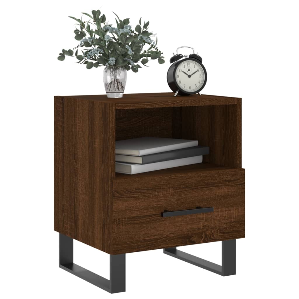 Brown Oak Bedside Cabinets 2pcs - Engineered Wood, 40x35x47.5 cm