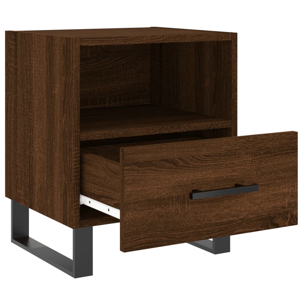 Brown Oak Bedside Cabinets 2pcs - Engineered Wood, 40x35x47.5 cm