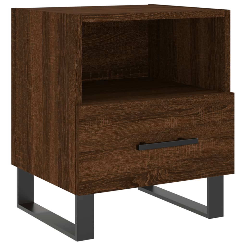 Brown Oak Bedside Cabinets 2pcs - Engineered Wood, 40x35x47.5 cm
