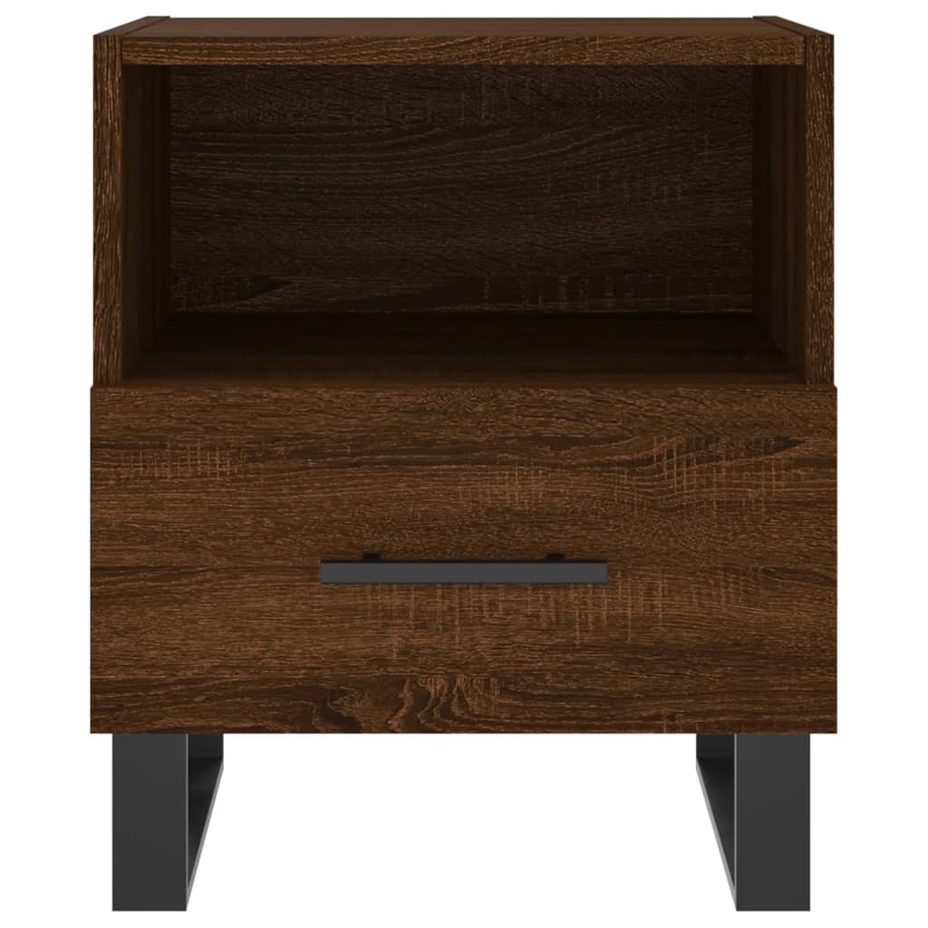 Brown Oak Bedside Cabinets 2pcs - Engineered Wood, 40x35x47.5 cm