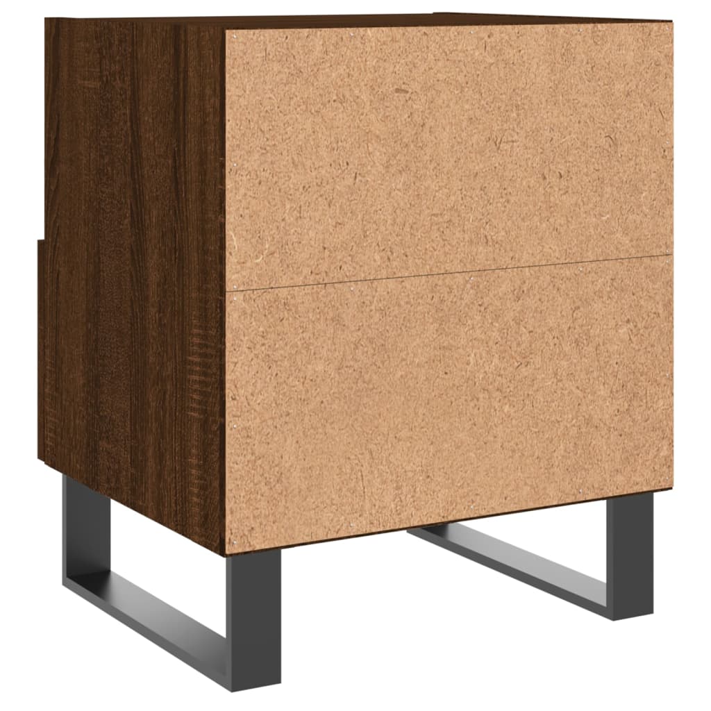 Brown Oak Bedside Cabinets 2pcs - Engineered Wood, 40x35x47.5 cm