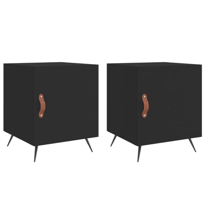 Set of 2 Black Bedside Cabinets, Engineered Wood, 40x40x50 cm