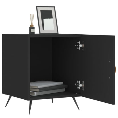 Set of 2 Black Bedside Cabinets, Engineered Wood, 40x40x50 cm