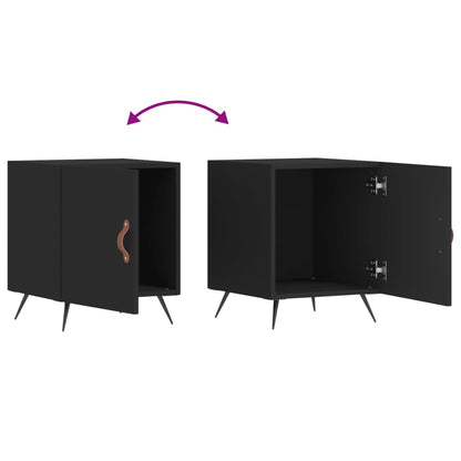 Set of 2 Black Bedside Cabinets, Engineered Wood, 40x40x50 cm