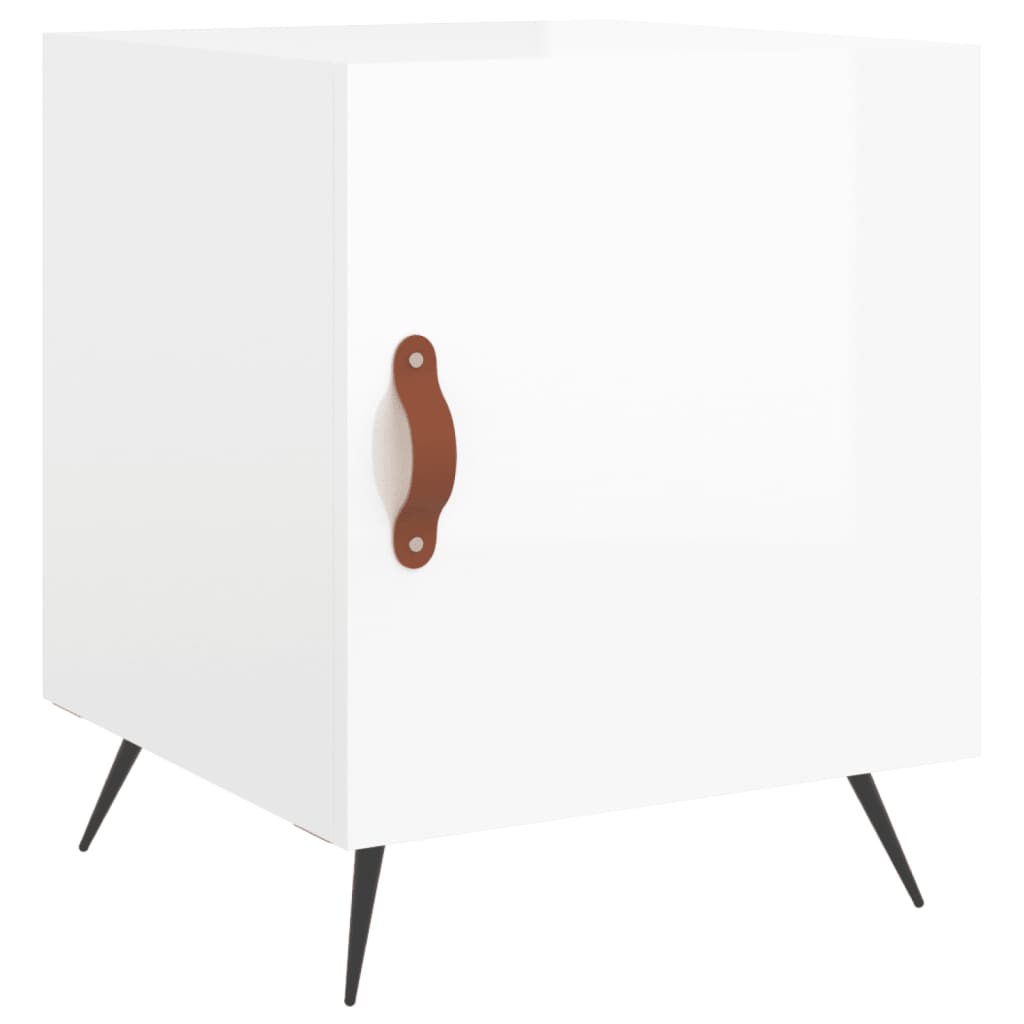 High Gloss White Bedside Cabinet, 40x40x50 cm, Engineered Wood