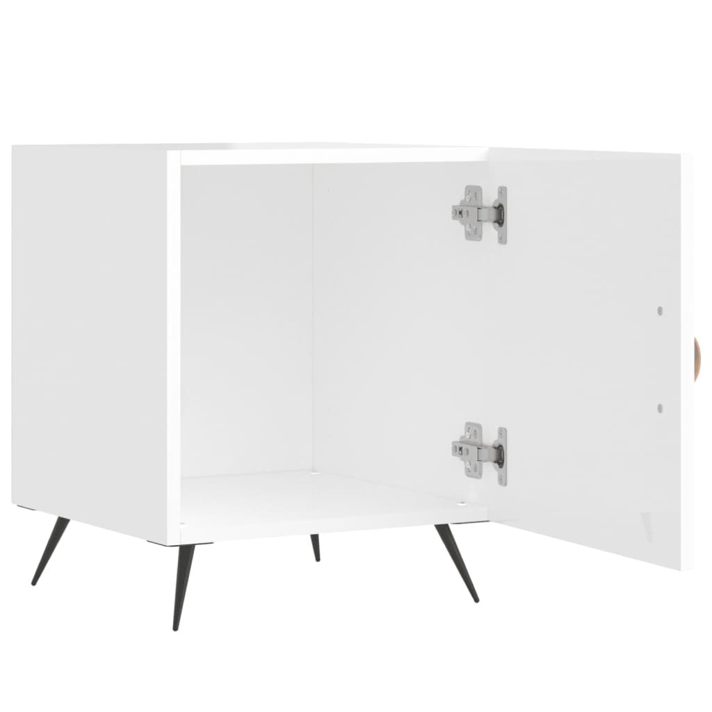 High Gloss White Bedside Cabinet, 40x40x50 cm, Engineered Wood