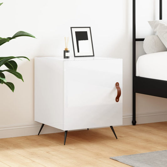 High Gloss White Bedside Cabinet, 40x40x50 cm, Engineered Wood