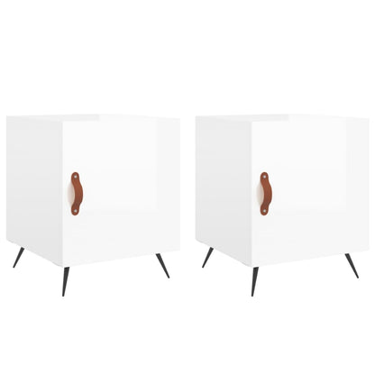 2 High Gloss White Bedside Cabinets, 40x40x50cm, Engineered Wood