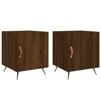 Set of 2 Brown Oak Bedside Cabinets, 40x40x50 cm, Engineered Wood