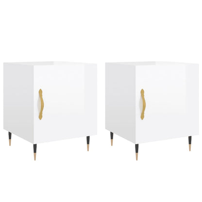 High Gloss White Bedside Cabinets 2pcs, Engineered Wood, 40x40x50 cm