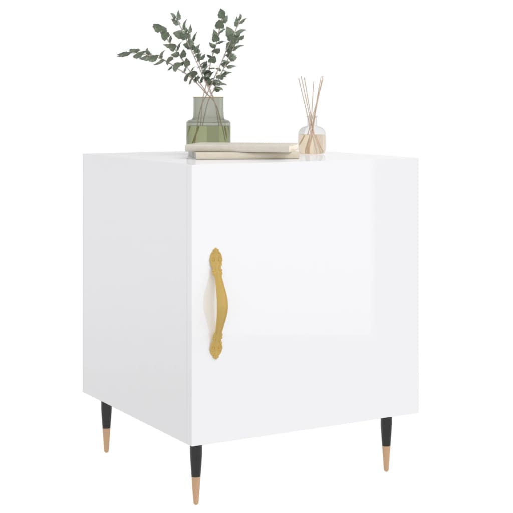 High Gloss White Bedside Cabinets 2pcs, Engineered Wood, 40x40x50 cm