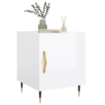 High Gloss White Bedside Cabinets 2pcs, Engineered Wood, 40x40x50 cm