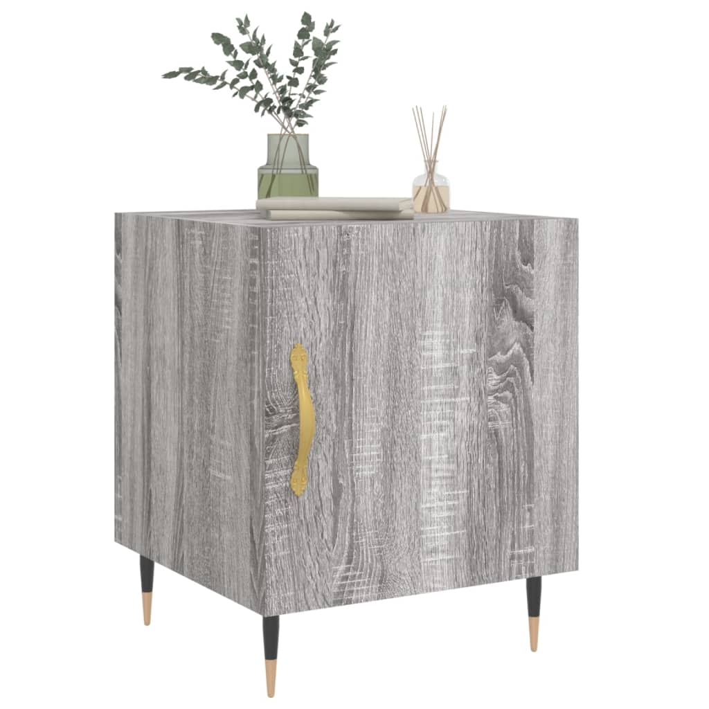 Grey Sonoma Bedside Cabinet, Engineered Wood, 40x40x50 cm