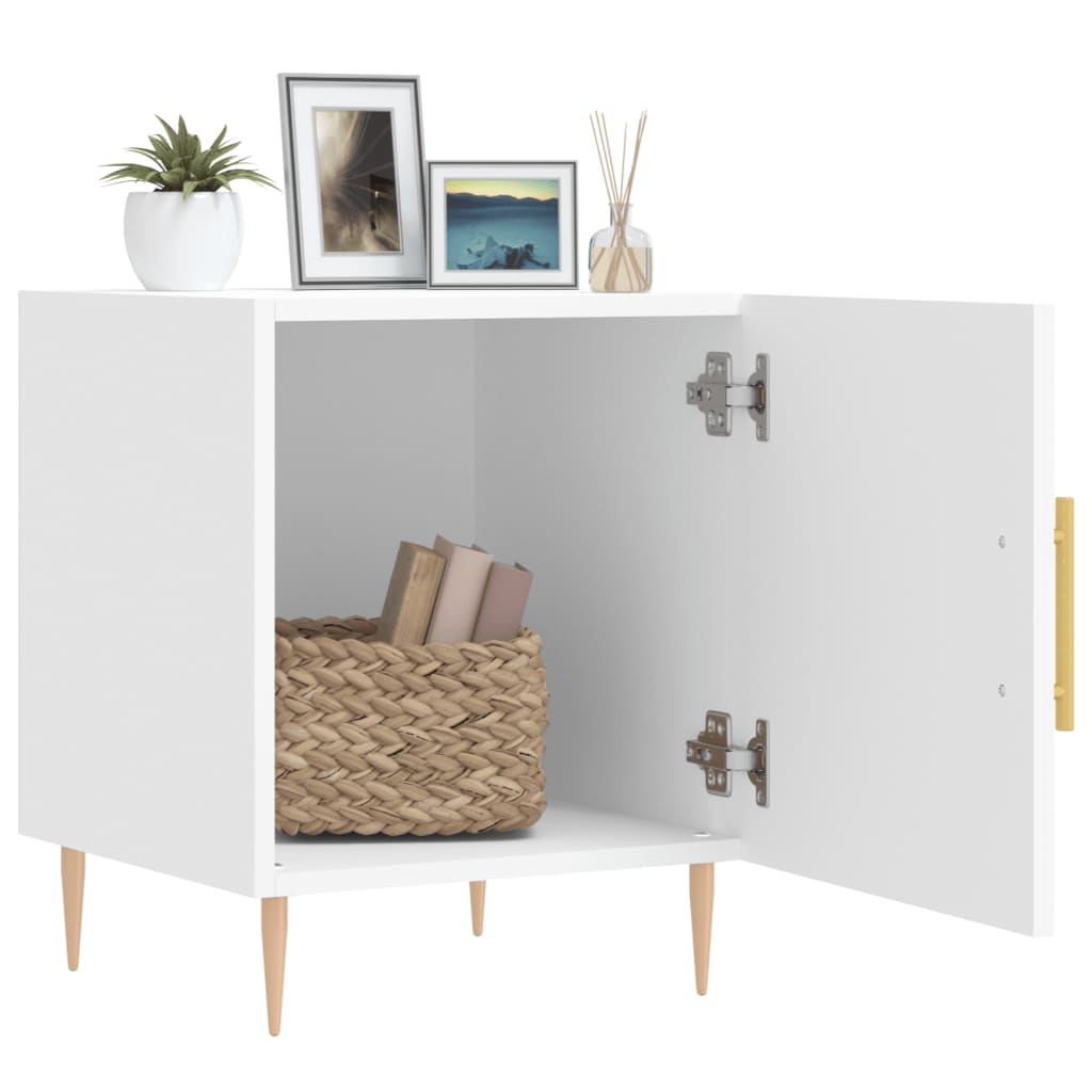 White Engineered Wood Bedside Cabinet 40x40x50 cm