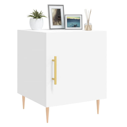 White Engineered Wood Bedside Cabinet 40x40x50 cm