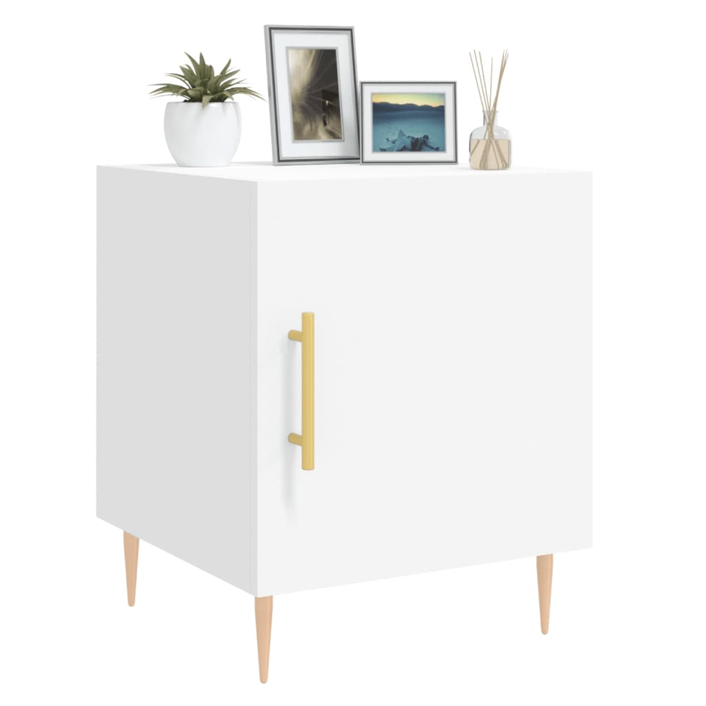 White Bedside Cabinets Set of 2 - Engineered Wood 40x40x50 cm