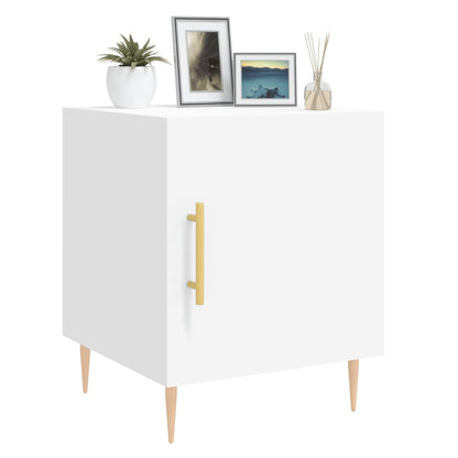 White Bedside Cabinets Set of 2 - Engineered Wood 40x40x50 cm