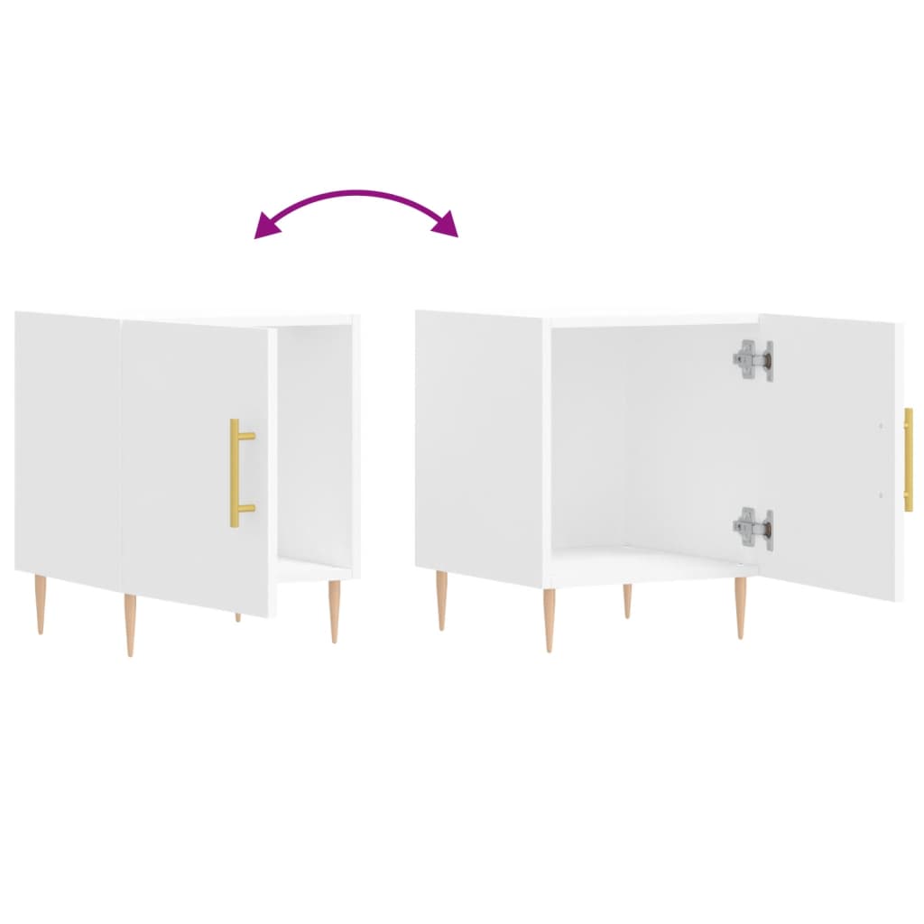 White Bedside Cabinets Set of 2 - Engineered Wood 40x40x50 cm