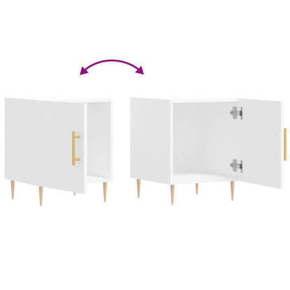 White Bedside Cabinets Set of 2 - Engineered Wood 40x40x50 cm