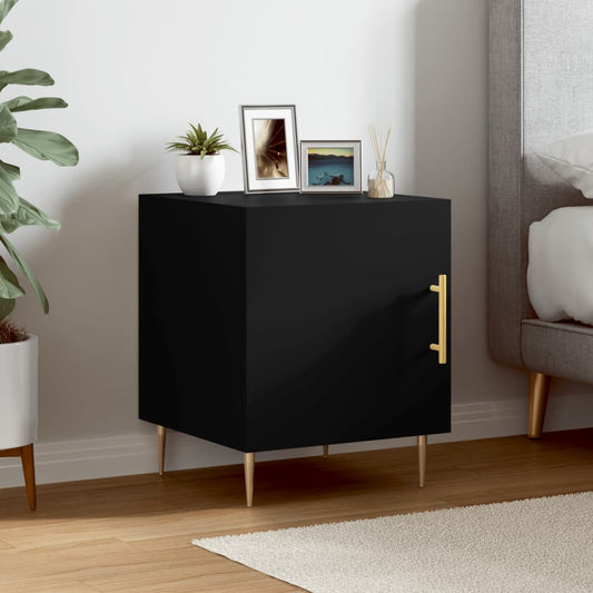 Sleek Black Bedside Cabinet, 40x40x50 cm - Engineered Wood