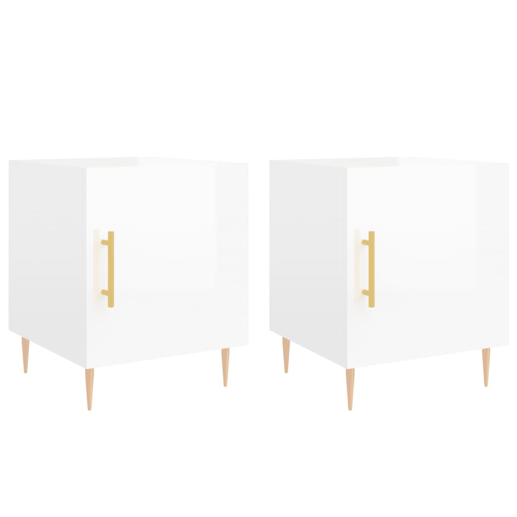 High Gloss White Bedside Cabinets 2 pcs, Engineered Wood, 40x40x50 cm
