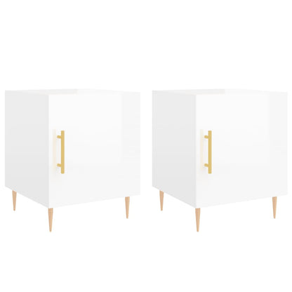 High Gloss White Bedside Cabinets 2 pcs, Engineered Wood, 40x40x50 cm