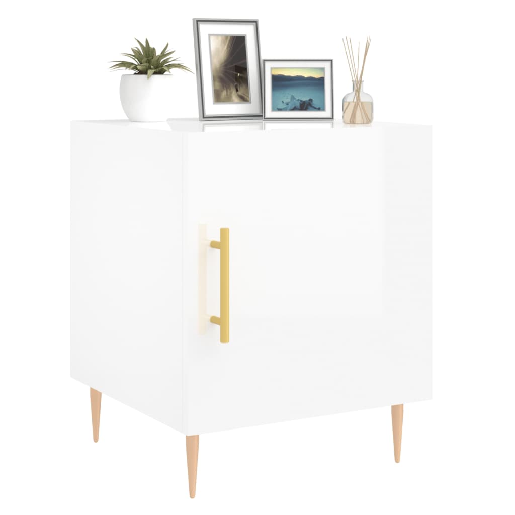 High Gloss White Bedside Cabinets 2 pcs, Engineered Wood, 40x40x50 cm