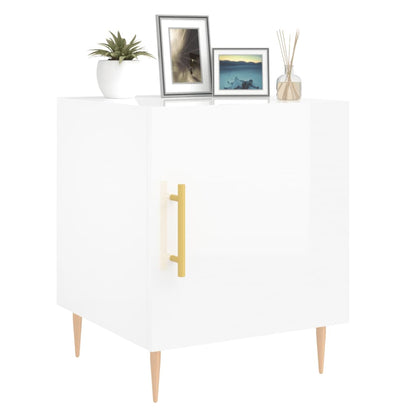 High Gloss White Bedside Cabinets 2 pcs, Engineered Wood, 40x40x50 cm