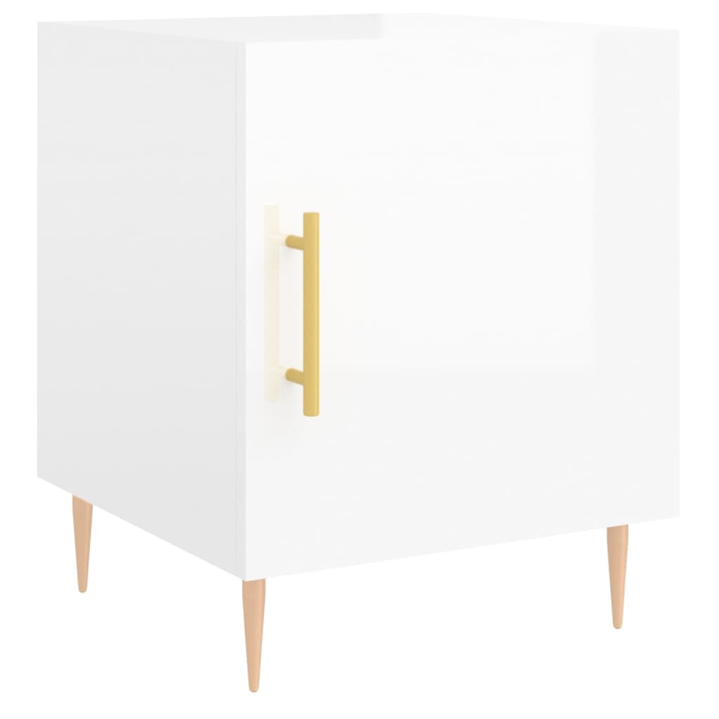 High Gloss White Bedside Cabinets 2 pcs, Engineered Wood, 40x40x50 cm