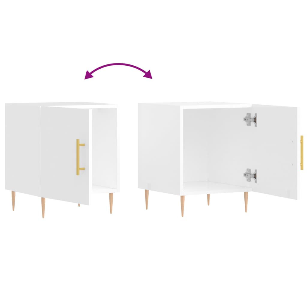 High Gloss White Bedside Cabinets 2 pcs, Engineered Wood, 40x40x50 cm